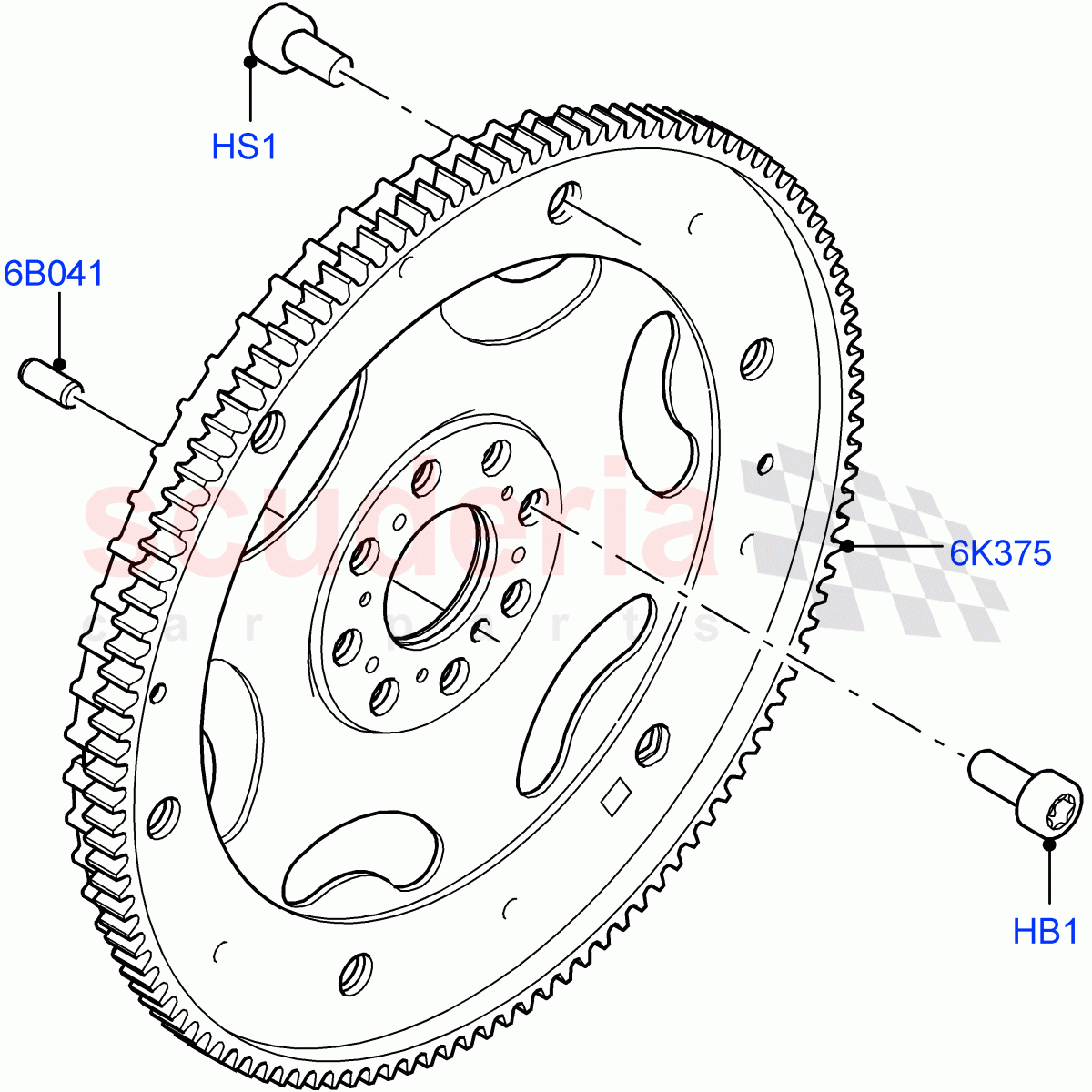 Flywheel (2.0L I4 DSL MID DOHC AJ200, Itatiaia (Brazil), 2.0L I4 DSL HIGH DOHC AJ200) ((V) FROMGT000001) of Land Rover Land Rover Discovery Sport (2015+) [2.0 Turbo Diesel]