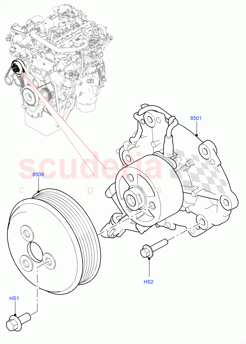 Water Pump (Solihull Plant Build) (2.0L I4 Mid DOHC AJ200 Petrol, 2.0L I4 High DOHC AJ200 Petrol, 2.0L AJ200P Hi PHEV) ((V) FROMHA000001) of Land Rover Land Rover Discovery 5 (2017+) [2.0 Turbo Petrol AJ200P]
