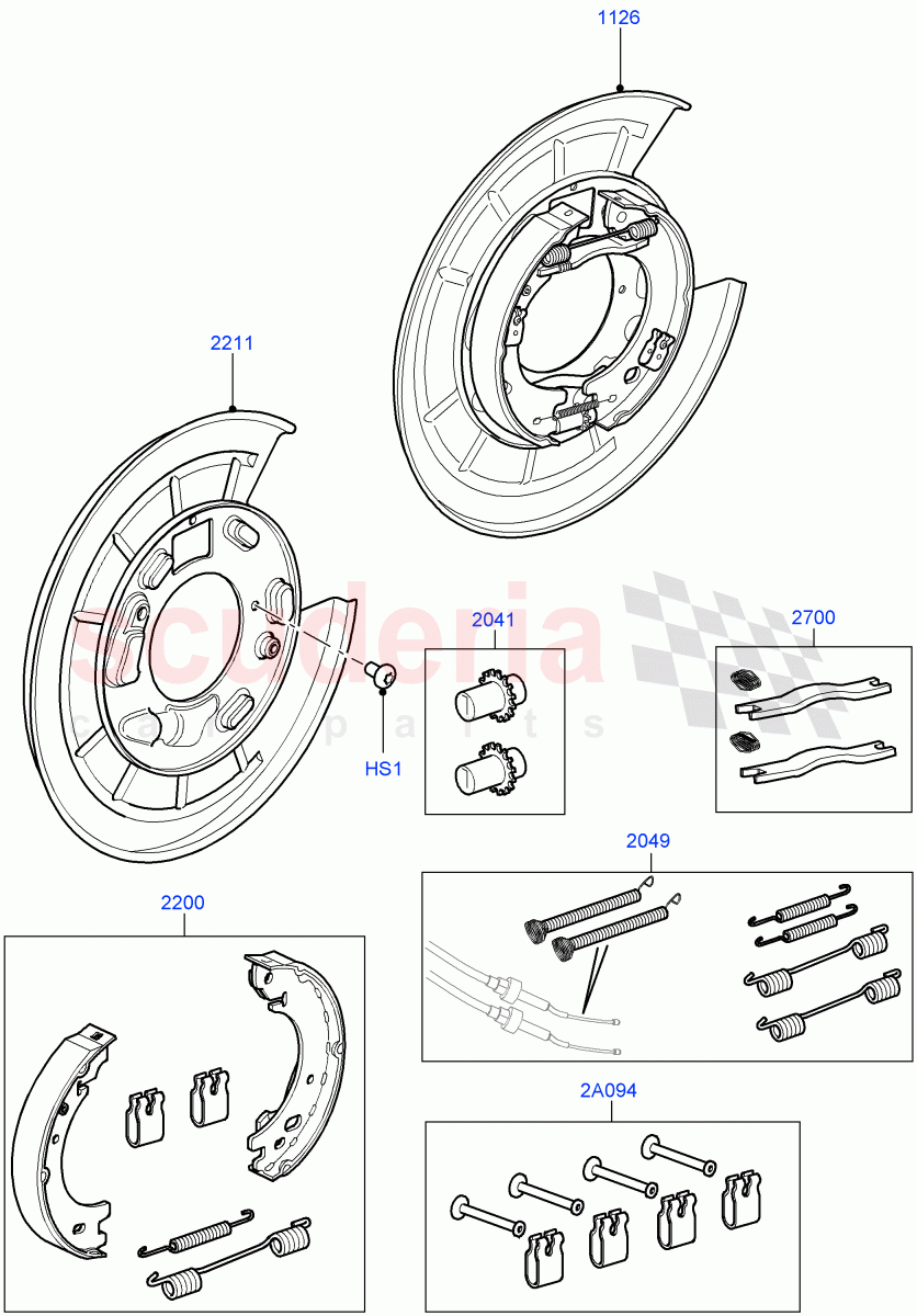 Parking Brake(Brake Shoes)((V)FROMAA000001,(V)TOBA583709) of Land Rover Land Rover Discovery 4 (2010-2016) [5.0 OHC SGDI NA V8 Petrol]