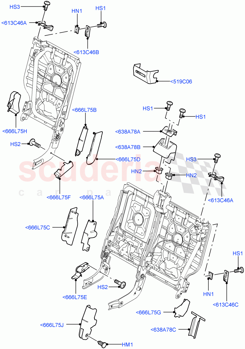 Rear Seat Frame (Finishers) (With 65/35 Split Fold Rear Seat) ((V) FROMAA000001) of Land Rover Land Rover Discovery 4 (2010-2016) [4.0 Petrol V6]