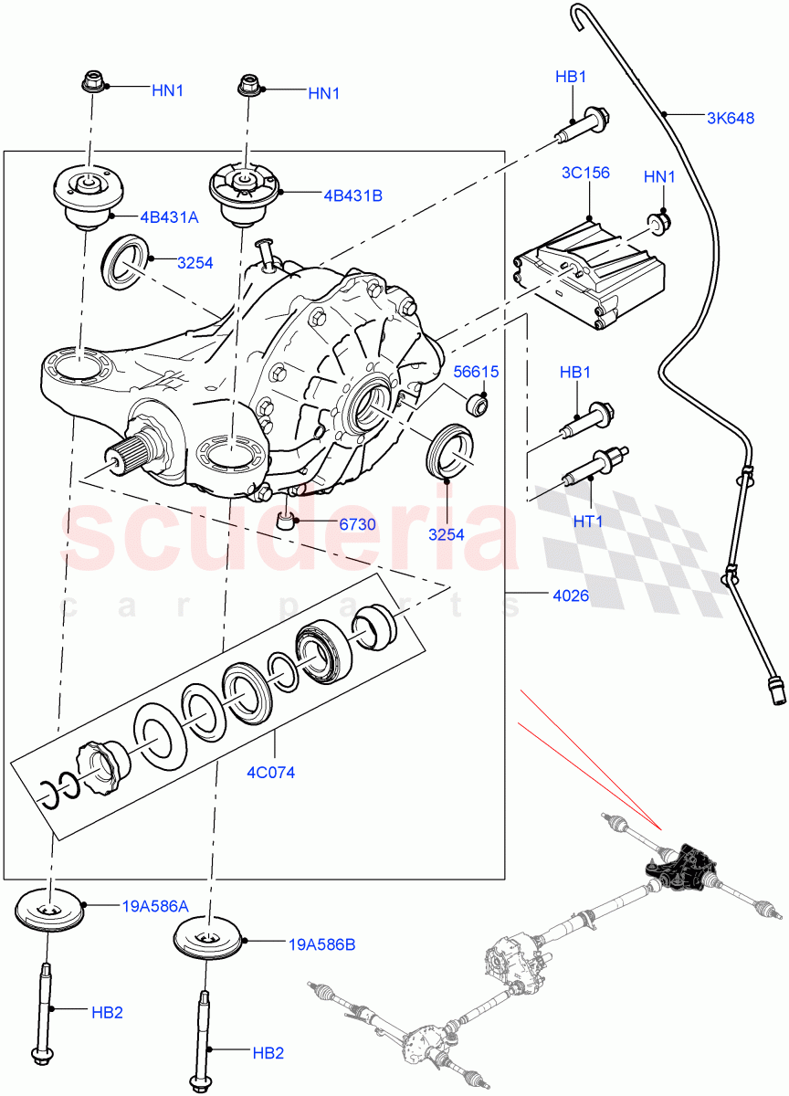 Rear Axle (3.0L DOHC GDI SC V6 PETROL, 8 Speed Auto Trans ZF 8HP70 4WD, Rear Axle Open Style Differential, 8 Speed Auto Trans ZF 8HP45, 4.4L DOHC DITC V8 Diesel, 3.0 V6 Diesel) ((V) TOGA999999) of Land Rover Land Rover Range Rover Sport (2014+) [5.0 OHC SGDI SC V8 Petrol]