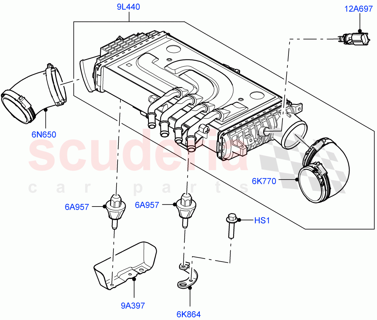 Intercooler/Air Ducts And Hoses (3.0L AJ20D6 Diesel High) of Land Rover Land Rover Range Rover (2022+) [3.0 I6 Turbo Diesel AJ20D6]