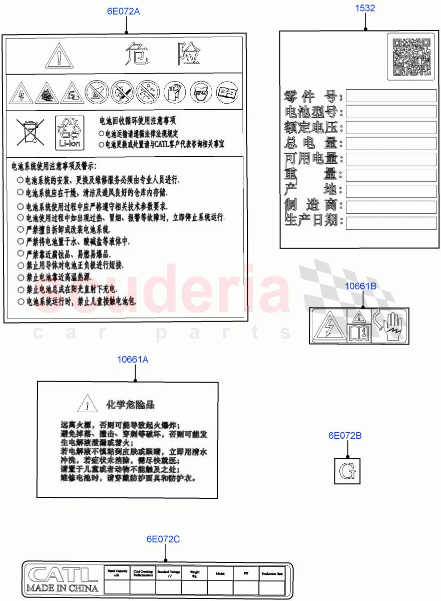 Labels (Traction Battery) (Electric Engine Battery-PHEV) ((V) FROMKG446857) of Land Rover Land Rover Discovery Sport (2015+) [2.0 Turbo Petrol GTDI]
