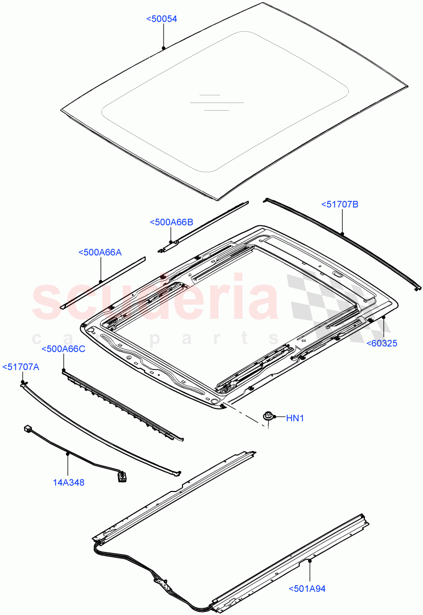 Sliding Roof Mechanism And Controls(Sunroof Frame)(With Roof Conversion-Panorama Roof)((V)FROMFA000001) of Land Rover Land Rover Range Rover (2012-2021) [4.4 DOHC Diesel V8 DITC]