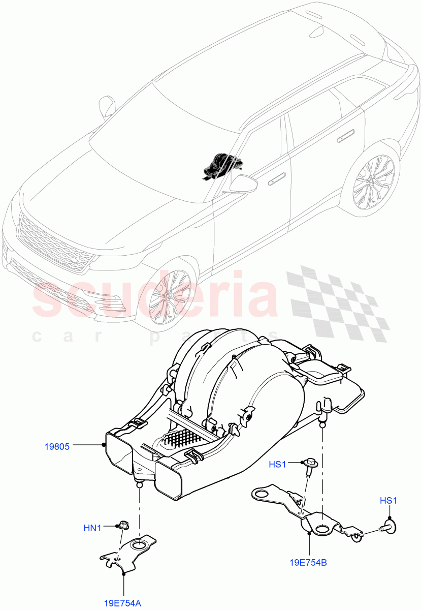 Heater/Air Cond.Internal Components (Auxiliary Blower) (Premium Air Conditioning-Front/Rear) of Land Rover Land Rover Range Rover Velar (2017+) [3.0 I6 Turbo Petrol AJ20P6]