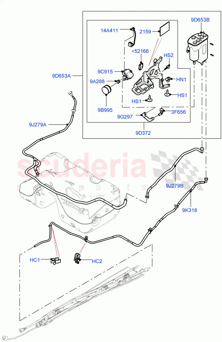 Fuel Lines (Rear) (2.0L I4 Mid DOHC AJ200 Petrol, Changsu (China), Fuel Tank Filler Neck - DMTL) ((V) FROMHG161788) of Land Rover Land Rover Range Rover Evoque (2012-2018) [2.0 Turbo Petrol AJ200P]