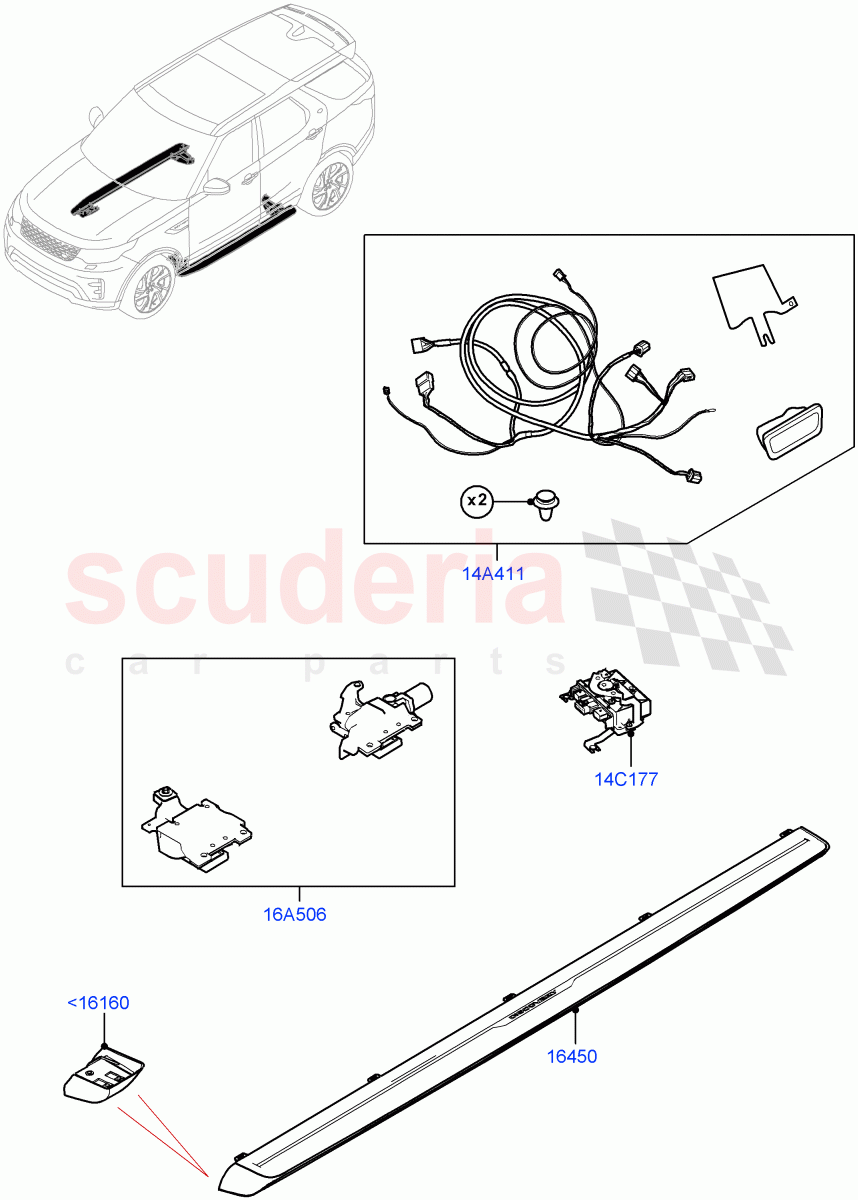 Side Steps And Tubes (Power Deployable, Solihull Plant Build) ((V) FROMJA000001) of Land Rover Land Rover Discovery 5 (2017+) [2.0 Turbo Petrol AJ200P]
