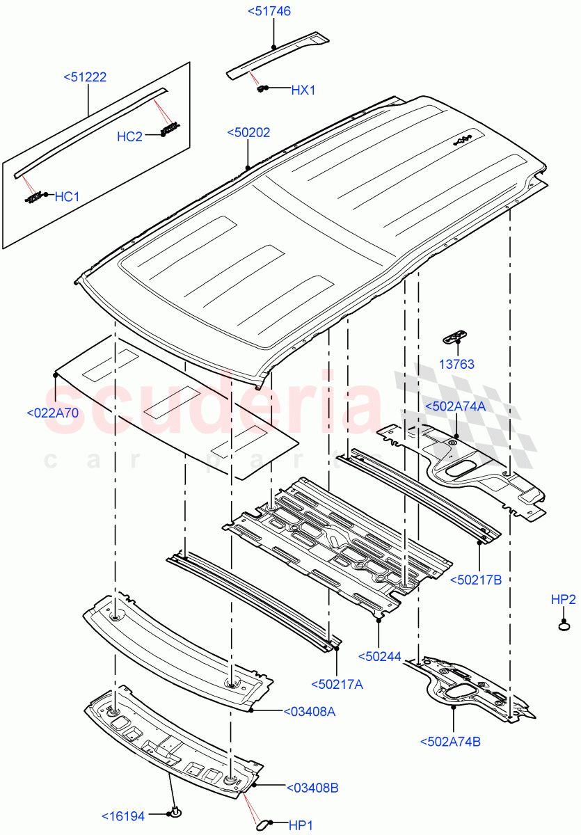 Roof - Sheet Metal(Nitra Plant Build)(Less Panorama Roof)((V)FROMK2000001) of Land Rover Land Rover Discovery 5 (2017+) [3.0 I6 Turbo Petrol AJ20P6]