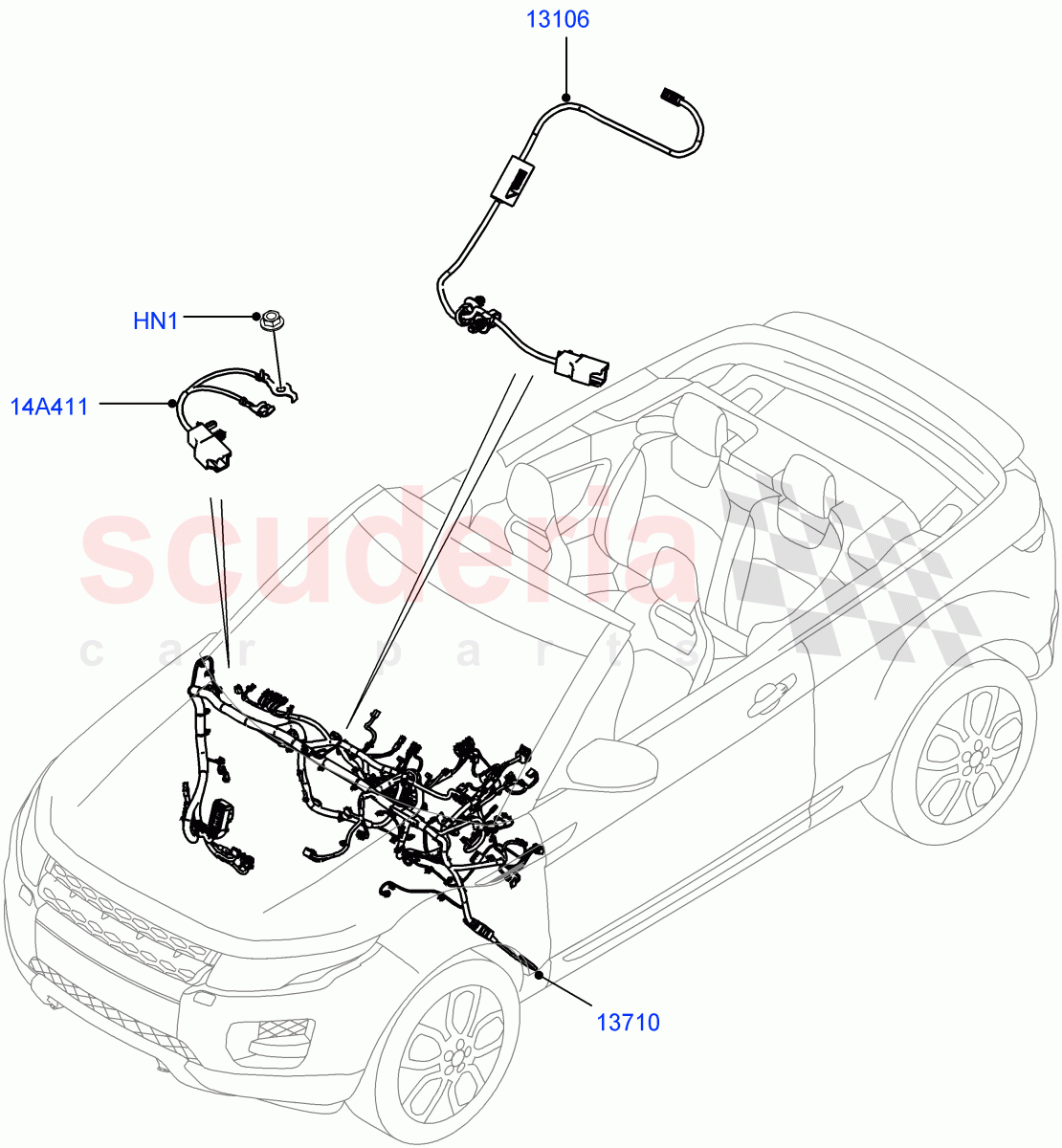 Electrical Wiring - Engine And Dash (Facia) (2 Door Convertible, Halewood (UK)) ((V) FROMGH000001) of Land Rover Land Rover Range Rover Evoque (2012-2018) [2.0 Turbo Diesel]