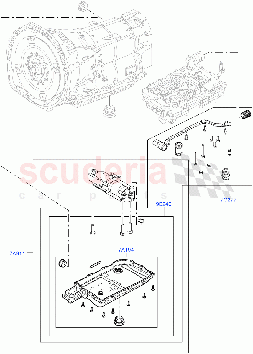 Valve Body - Main Control & Servo's (Nitra Plant Build, Electric Oil Pump) (2.0L AJ200P Hi PHEV, 8HP Gen3 Hybrid Trans, 3.0L AJ20P6 Petrol PHEV) of Land Rover Land Rover Defender (2020+) [2.0 Turbo Petrol AJ200P]