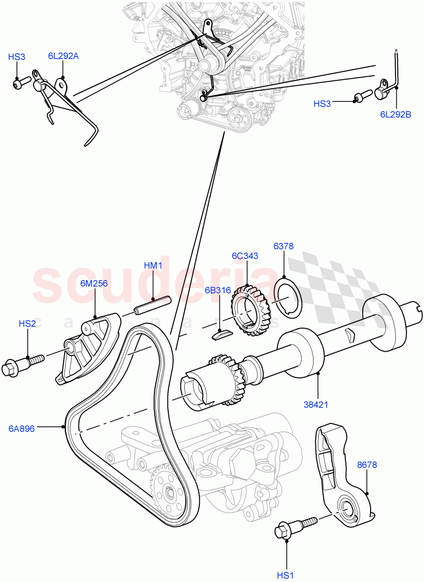 Timing Gear (Auxiliary Drive) (5.0L OHC SGDI SC V8 Petrol - AJ133, 5.0 Petrol AJ133 DOHC CDA, 5.0L P AJ133 DOHC CDA S/C Enhanced) ((V) FROMAA000001) of Land Rover Land Rover Range Rover (2012-2021) [5.0 OHC SGDI SC V8 Petrol]