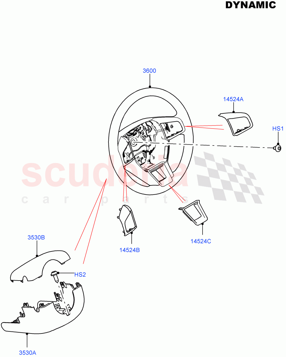 Steering Wheel(Dynamic Pack)(Halewood (UK),Sport/Leather Steering Wheel)((V)FROMGH000001) of Land Rover Land Rover Discovery Sport (2015+) [2.0 Turbo Diesel AJ21D4]