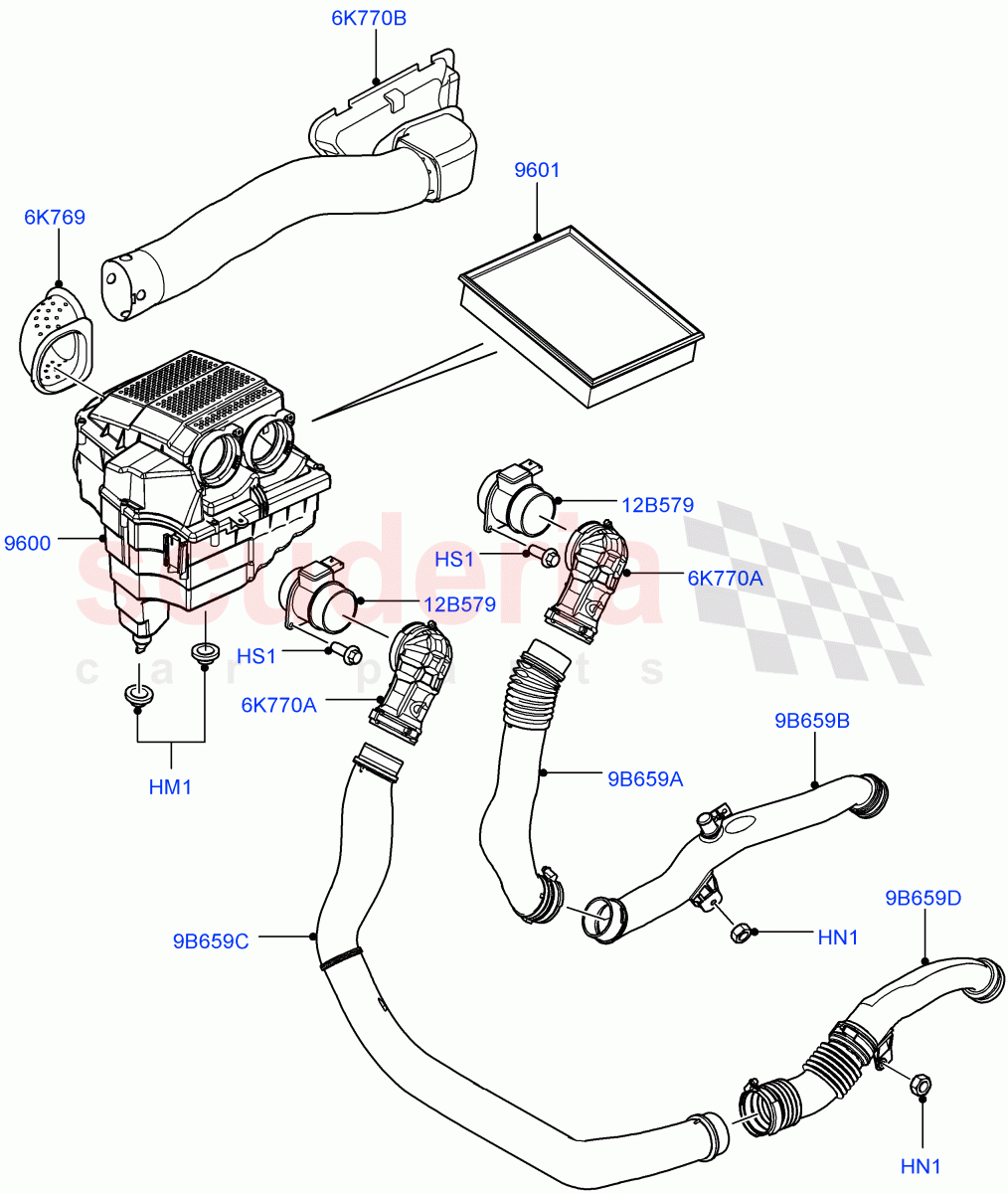 Air Cleaner (3.6L V8 32V DOHC EFi Diesel Lion) ((V) FROM7A000001, (V) TO9A999999) of Land Rover Land Rover Range Rover Sport (2005-2009) [3.6 V8 32V DOHC EFI Diesel]