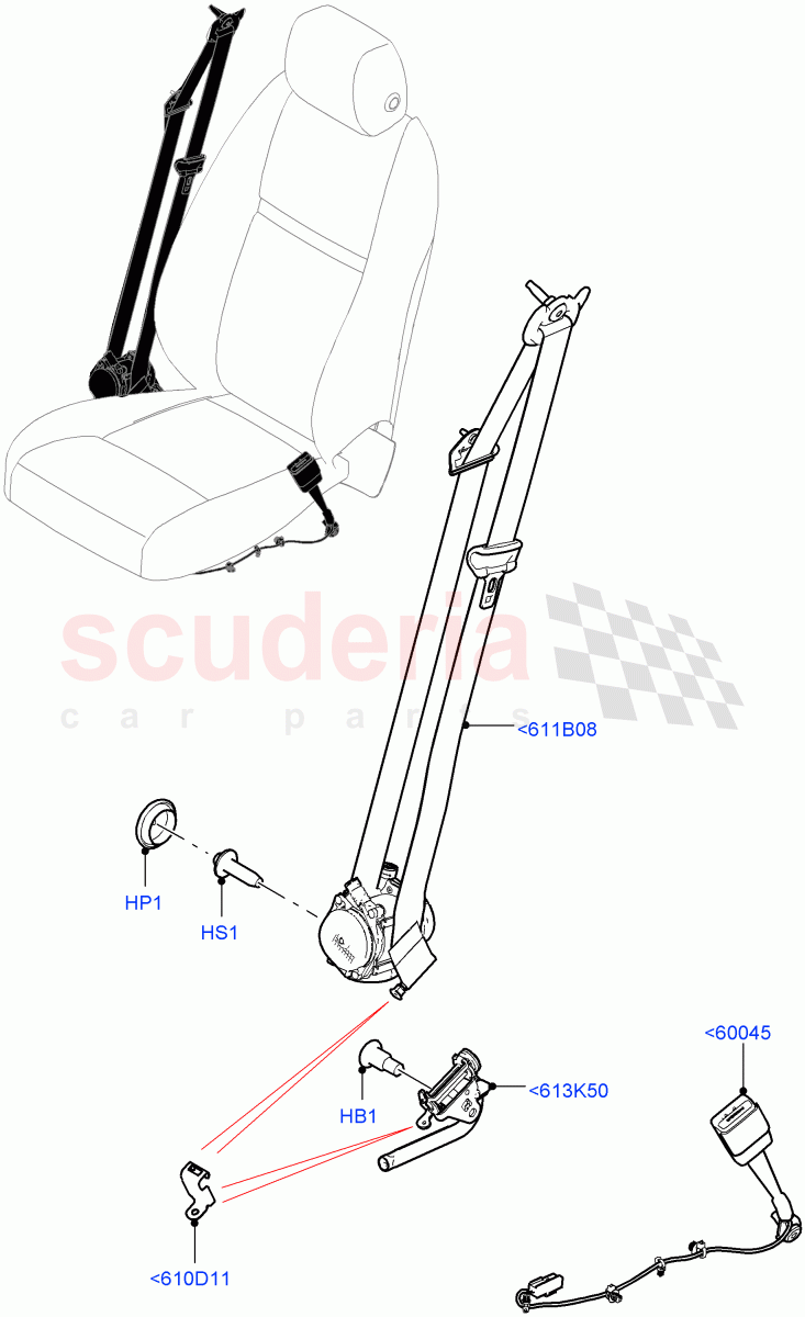 Front Seat Belts of Land Rover Land Rover Range Rover Velar (2017+) [3.0 DOHC GDI SC V6 Petrol]