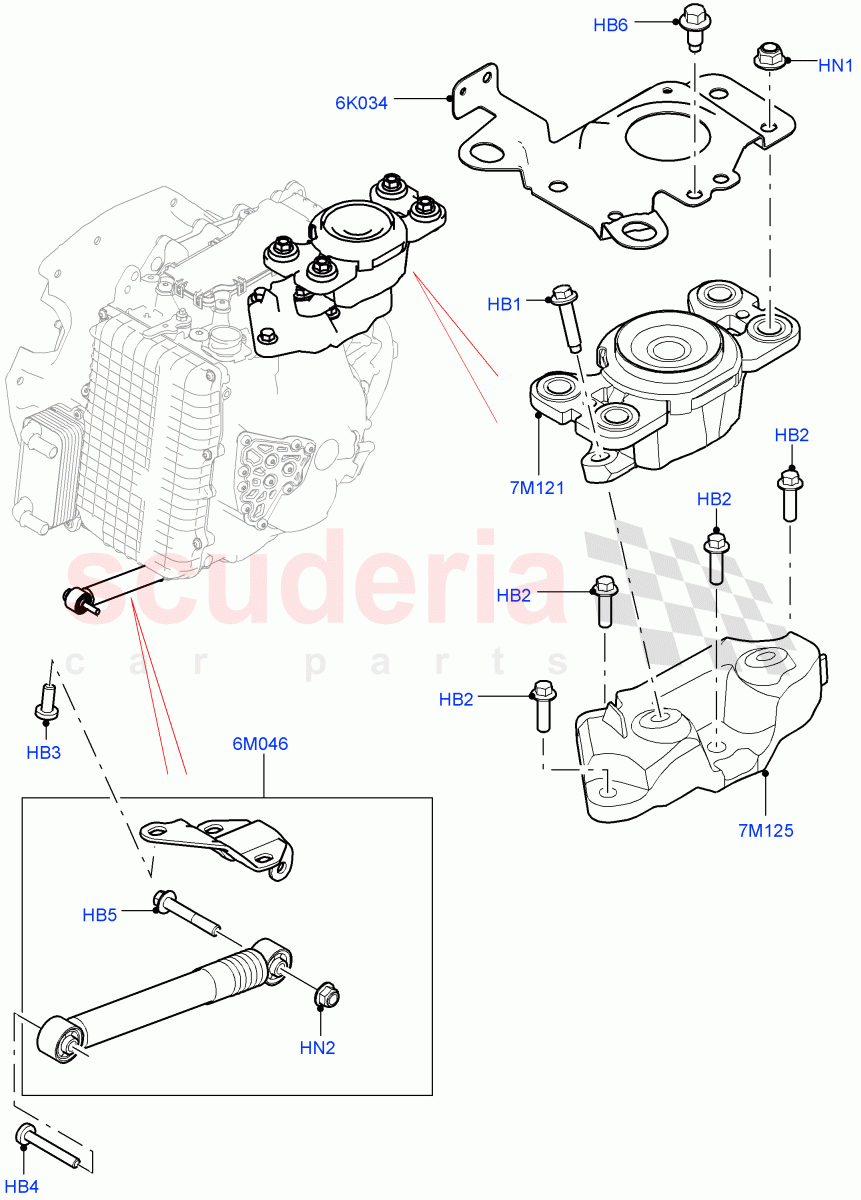 Transmission Mounting (2.0L I4 High DOHC AJ200 Petrol, Halewood (UK), 2.0L I4 Mid DOHC AJ200 Petrol, 2.0L I4 Mid AJ200 Petrol E100) ((V) FROMJH000001) of Land Rover Land Rover Discovery Sport (2015+) [2.0 Turbo Petrol GTDI]