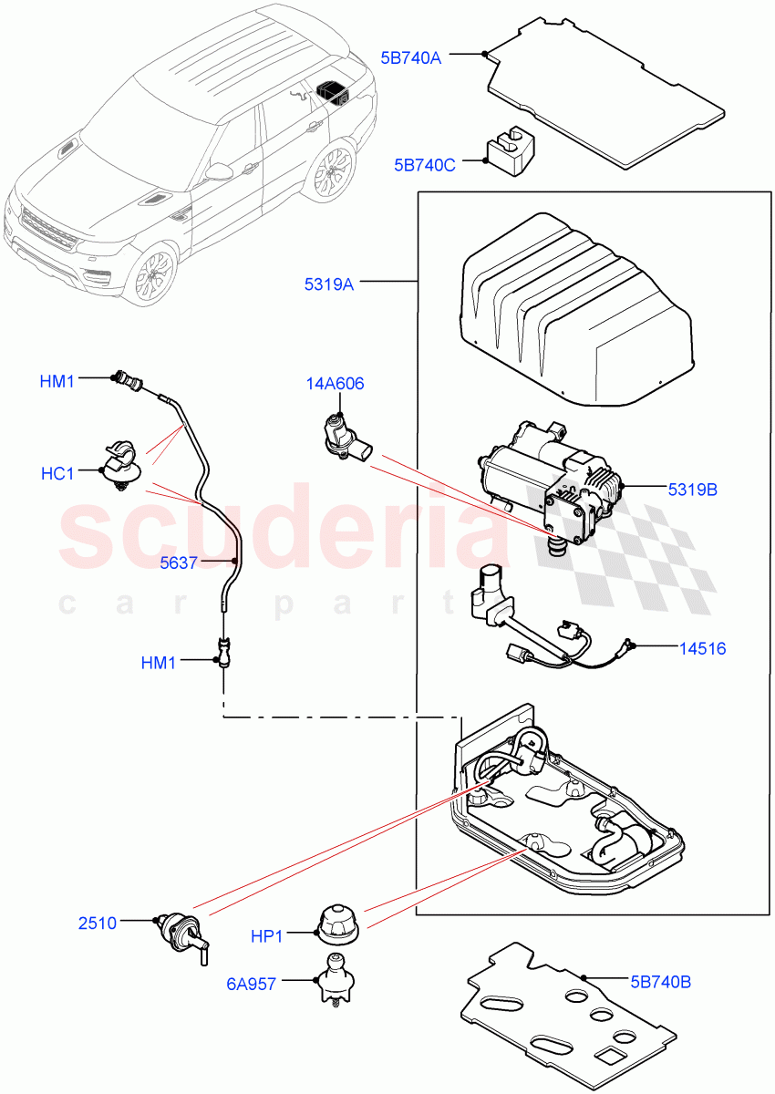 Air Suspension Compressor And Lines(Compressor Assy)(2.0L AJ200P Hi PHEV)((V)FROMJA000001) of Land Rover Land Rover Range Rover Sport (2014+) [3.0 I6 Turbo Diesel AJ20D6]