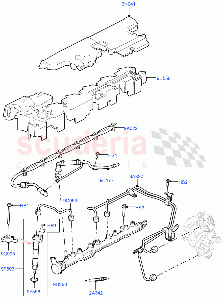 Fuel Injectors And Pipes (3.0L AJ20D6 Diesel High) ((V) FROMLA000001) of Land Rover Land Rover Range Rover (2012-2021) [3.0 I6 Turbo Diesel AJ20D6]