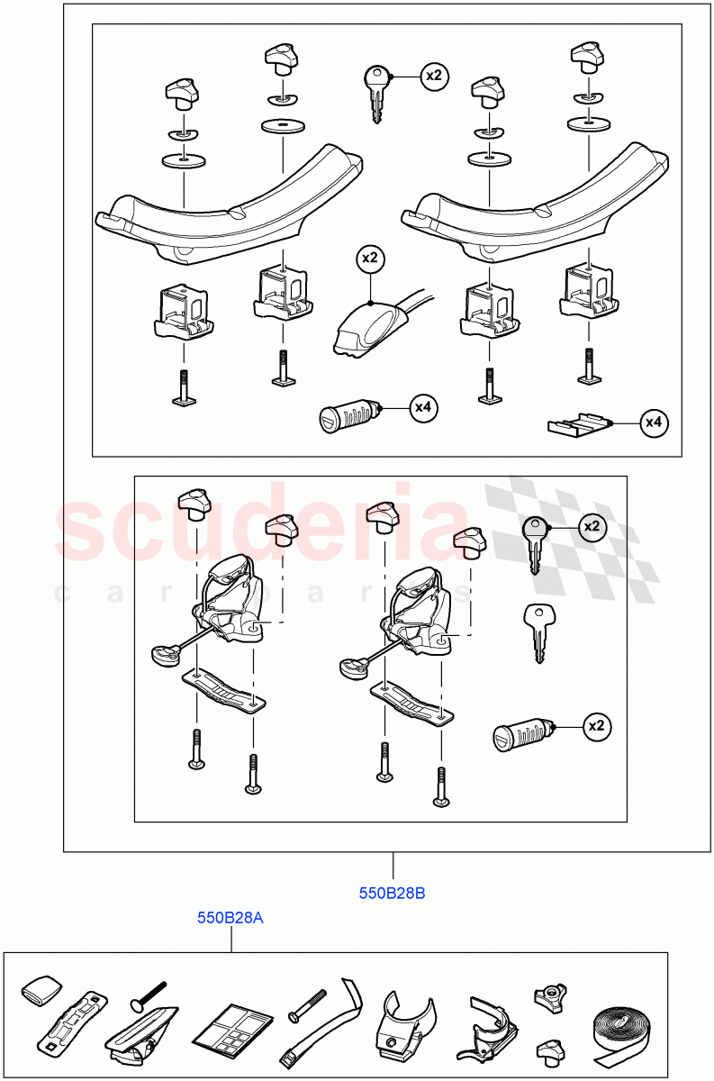 Accessory Roof Rack Mounting Kits (Canoe Carrier) ((V) FROMAA000001) of Land Rover Land Rover Range Rover Sport (2010-2013) [3.0 Diesel 24V DOHC TC]