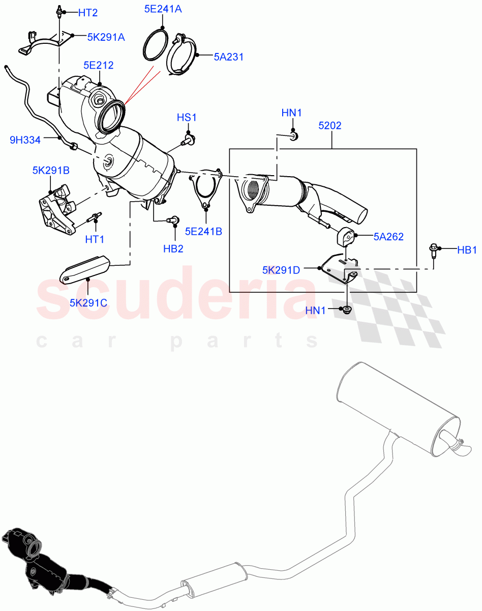 Front Exhaust System (1.5L AJ20P3 Petrol High PHEV, Changsu (China)) ((V) FROMKG446857) of Land Rover Land Rover Discovery Sport (2015+) [1.5 I3 Turbo Petrol AJ20P3]
