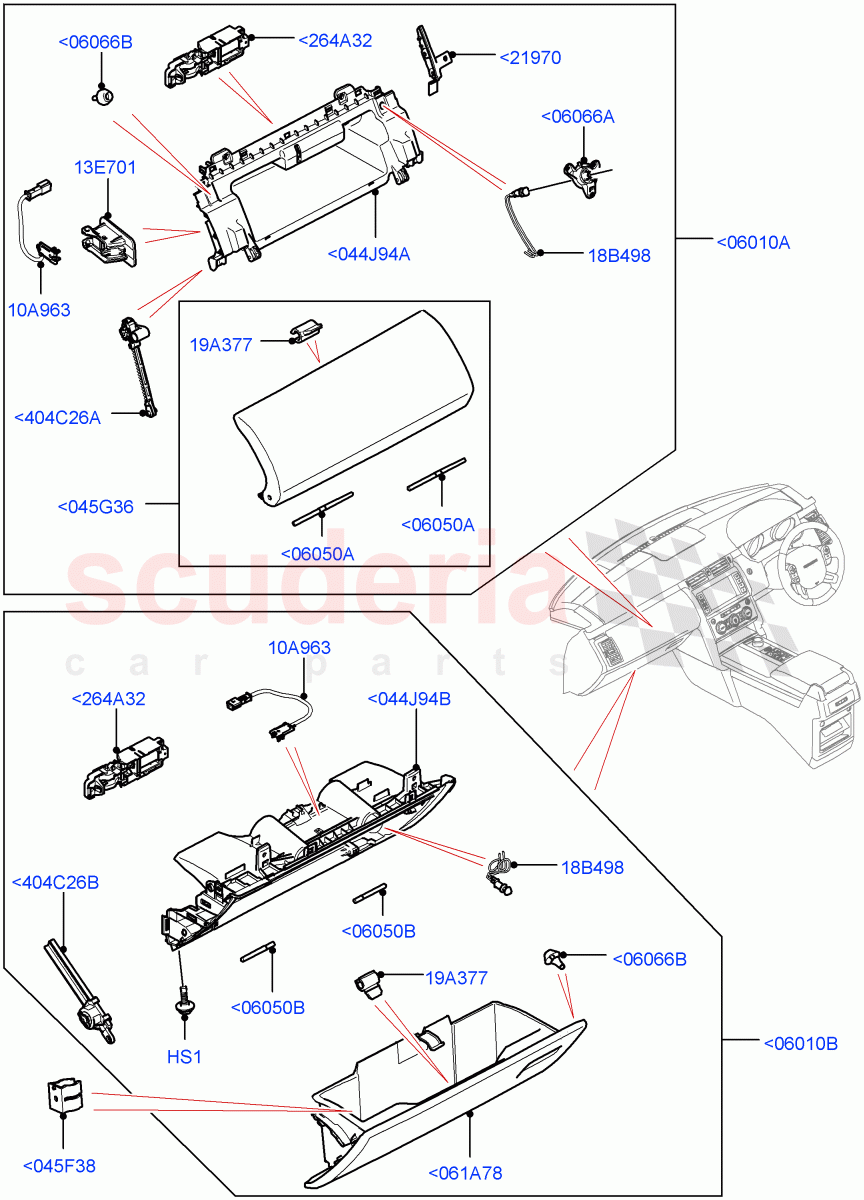 Glove Box (Nitra Plant Build) ((V) FROMK2000001) of Land Rover Land Rover Discovery 5 (2017+) [3.0 I6 Turbo Diesel AJ20D6]