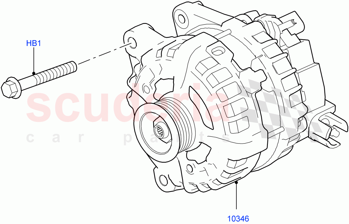 Alternator And Mountings(2.0L AJ21D4 Diesel Mid,Less Electric Engine Battery,2.0L I4 High DOHC AJ200 Petrol,2.0L I4 DSL HIGH DOHC AJ200,2.0L I4 DSL MID DOHC AJ200,3.0L AJ20D6 Diesel High,2.0L I4 Mid DOHC AJ200 Petrol) of Land Rover Land Rover Range Rover Velar (2017+) [2.0 Turbo Diesel AJ21D4]