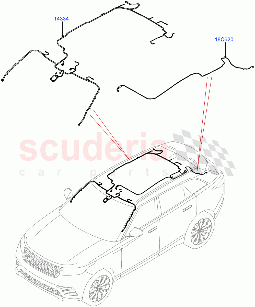 Electrical Wiring - Body And Rear (Roof) ((V) TOLA999999) of Land Rover Land Rover Range Rover Velar (2017+) [3.0 Diesel 24V DOHC TC]