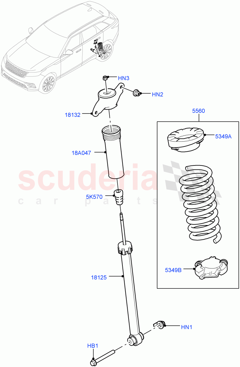 Rear Springs And Shock Absorbers(With Standard Duty Coil Spring Susp)((V)TOLA999999) of Land Rover Land Rover Range Rover Velar (2017+) [2.0 Turbo Petrol AJ200P]