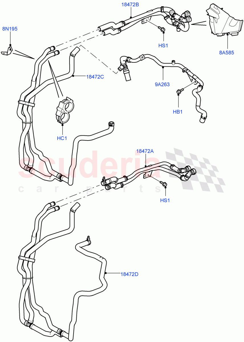 Heater Hoses(Front)(Lion Diesel 2.7 V6 (140KW))((V)FROMAA000001) of Land Rover Land Rover Discovery 4 (2010-2016) [4.0 Petrol V6]