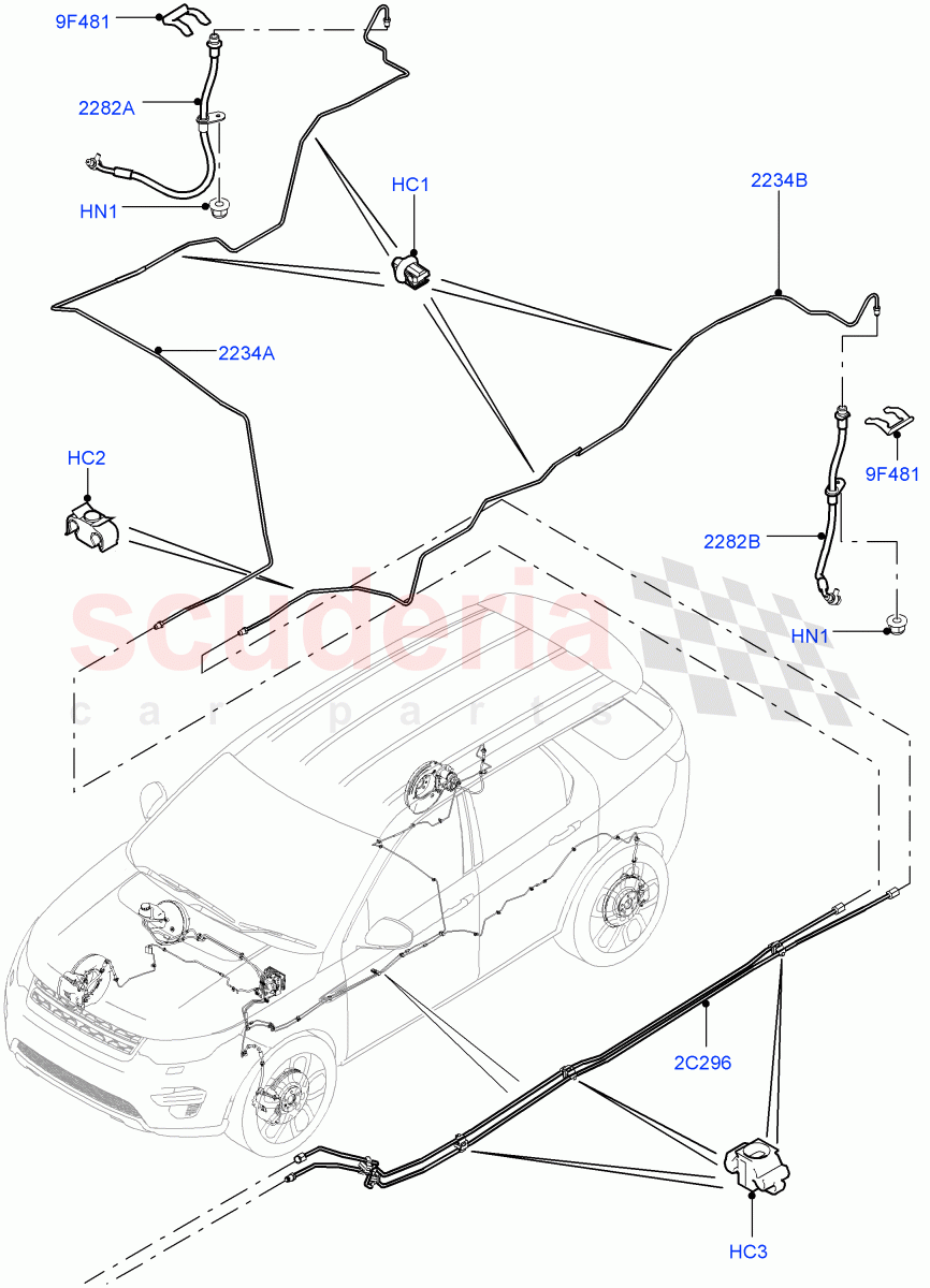 Rear Brake Pipes(Halewood (UK))((V)TOKH999999) of Land Rover Land Rover Discovery Sport (2015+) [2.0 Turbo Diesel AJ21D4]