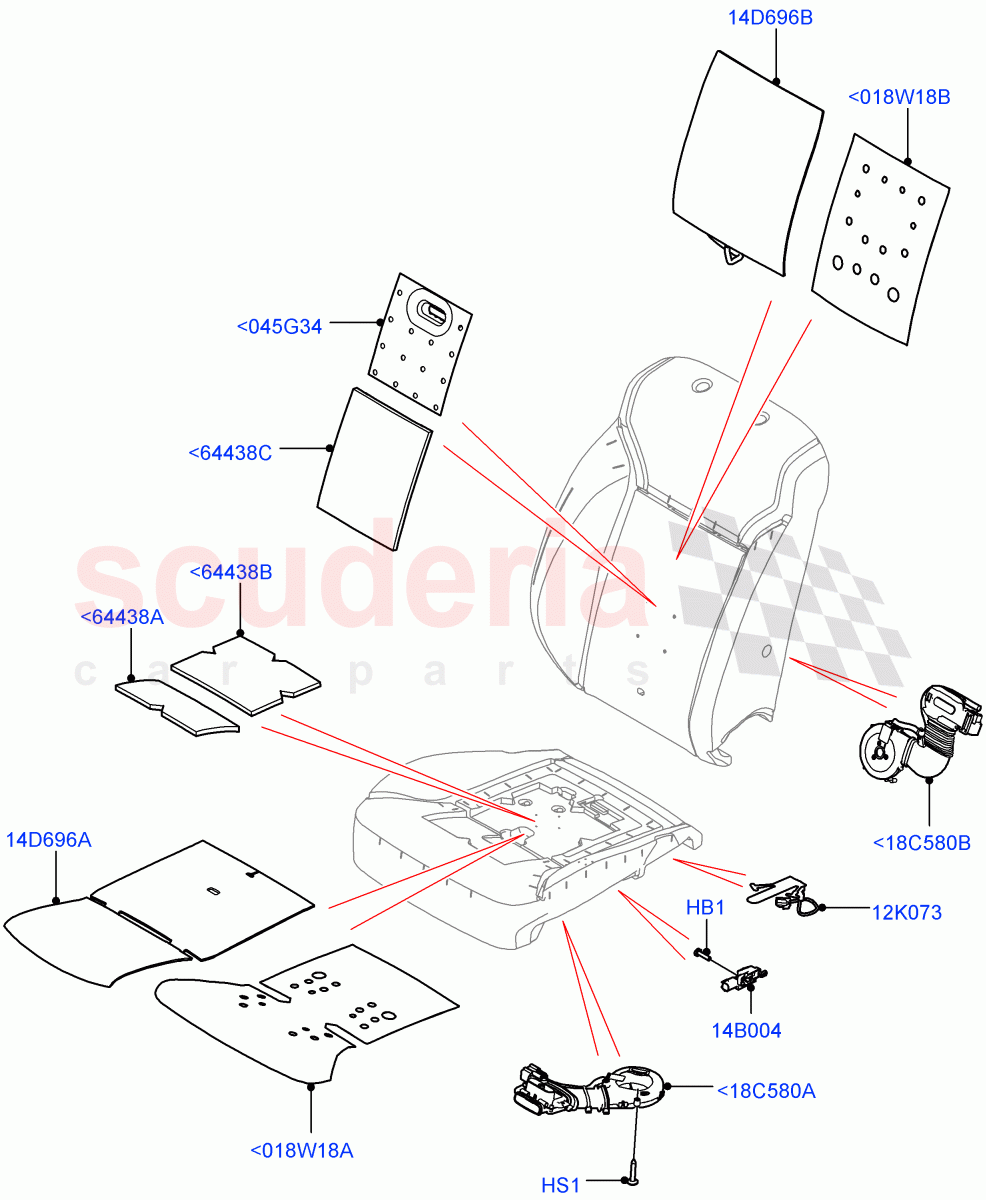 Front Seat Pads/Valances & Heating (Heating, Solihull Plant Build) ((V) FROMHA000001) of Land Rover Land Rover Discovery 5 (2017+) [3.0 I6 Turbo Diesel AJ20D6]