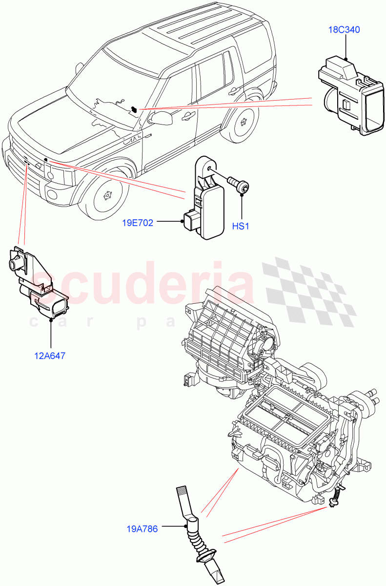 Heater/Air Cond.External Components ((V) FROMAA000001) of Land Rover Land Rover Discovery 4 (2010-2016) [3.0 DOHC GDI SC V6 Petrol]