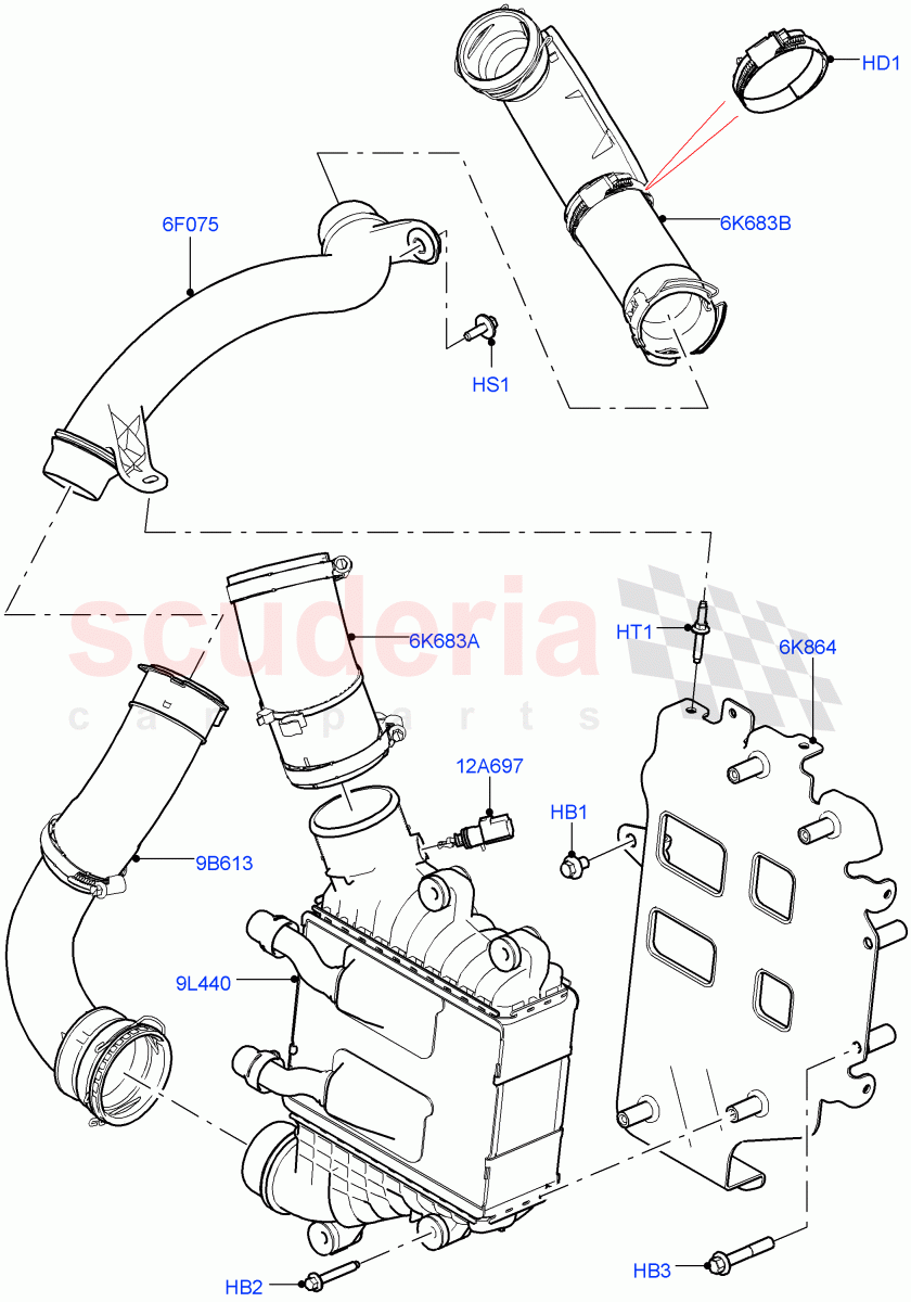 Intercooler/Air Ducts And Hoses (2.0L AJ20D4 Diesel Mid PTA, Itatiaia (Brazil)) ((V) FROMLT000001) of Land Rover Land Rover Discovery Sport (2015+) [2.0 Turbo Diesel]