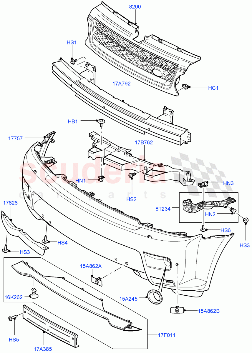 Radiator Grille And Front Bumper((V)FROMAA000001) of Land Rover Land Rover Range Rover Sport (2010-2013) [3.0 Diesel 24V DOHC TC]