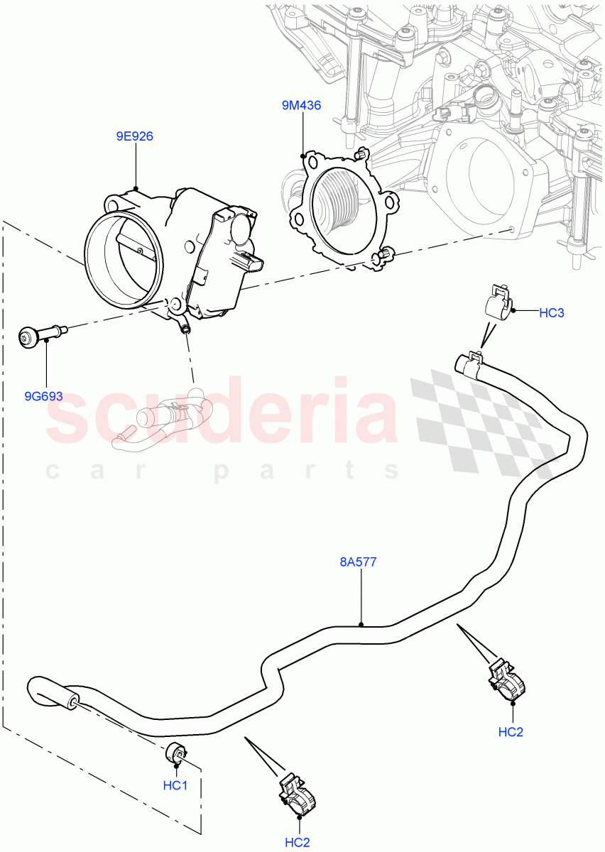Throttle Housing (Solihull Plant Build) (3.0L DOHC GDI SC V6 PETROL) ((V) FROMEA000001) of Land Rover Land Rover Discovery 5 (2017+) [3.0 DOHC GDI SC V6 Petrol]