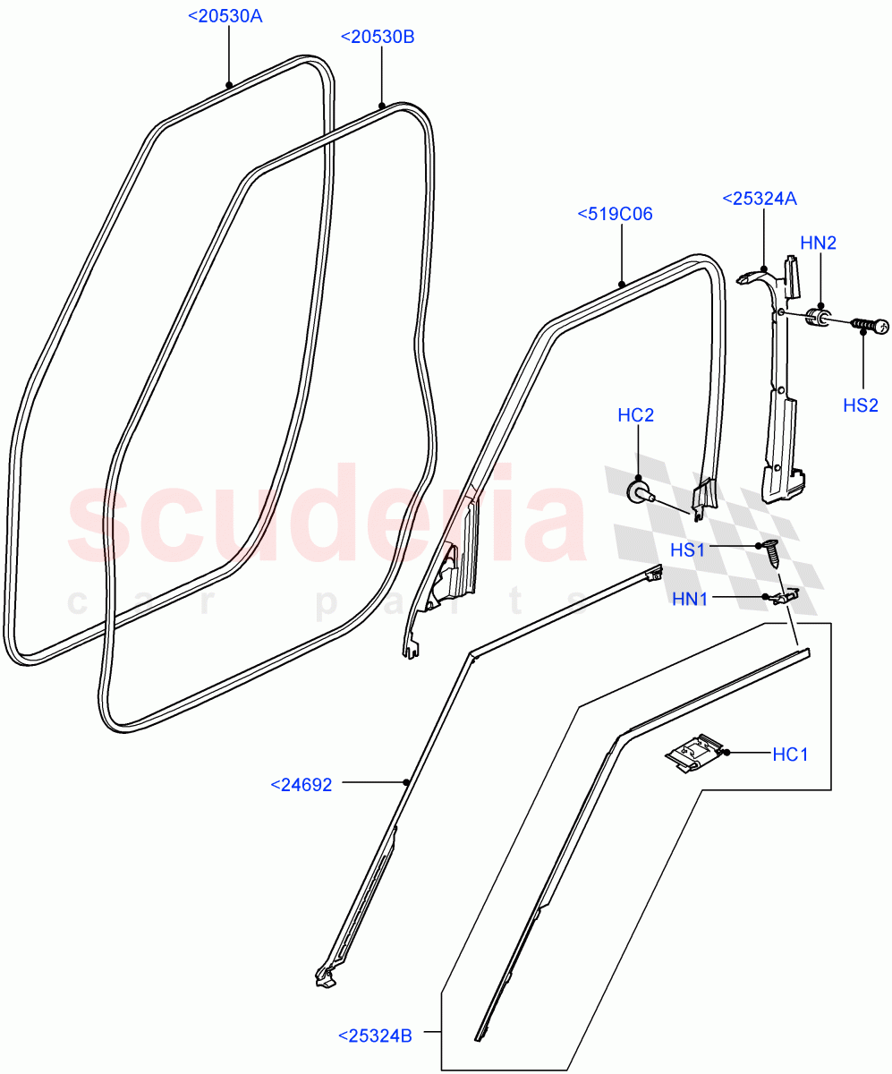 Front Doors, Hinges & Weatherstrips (Finisher And Seals) ((V) FROMAA000001) of Land Rover Land Rover Range Rover (2010-2012) [4.4 DOHC Diesel V8 DITC]
