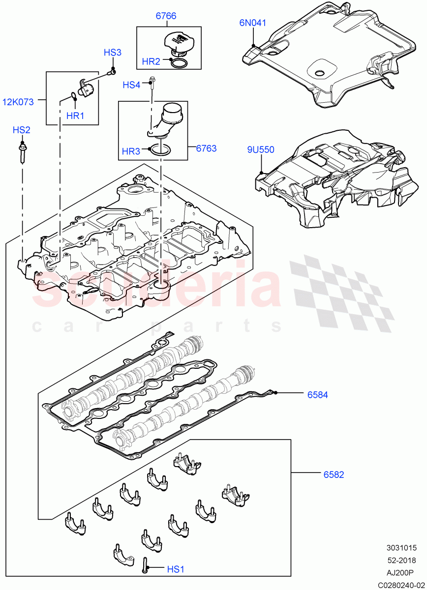 Cylinder Head Cover(Solihull Plant Build)(2.0L AJ200P Hi PHEV,2.0L I4 High DOHC AJ200 Petrol)((V)FROMJA000001) of Land Rover Land Rover Range Rover Sport (2014+) [2.0 Turbo Petrol AJ200P]