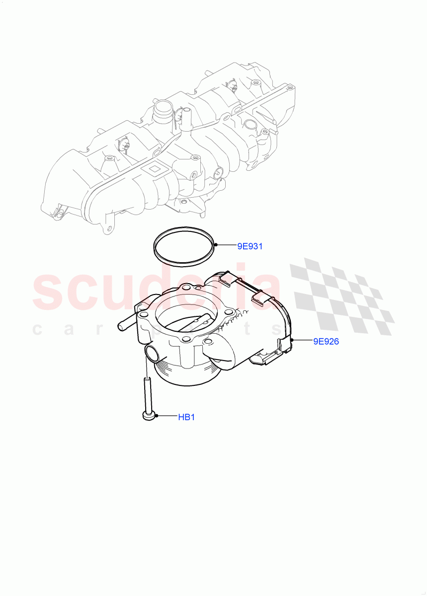 Throttle Housing (Nitra Plant Build) (2.0L AJ200P Hi PHEV, 2.0L I4 High DOHC AJ200 Petrol) ((V) FROMK2000001) of Land Rover Land Rover Defender (2020+) [2.0 Turbo Petrol AJ200P]