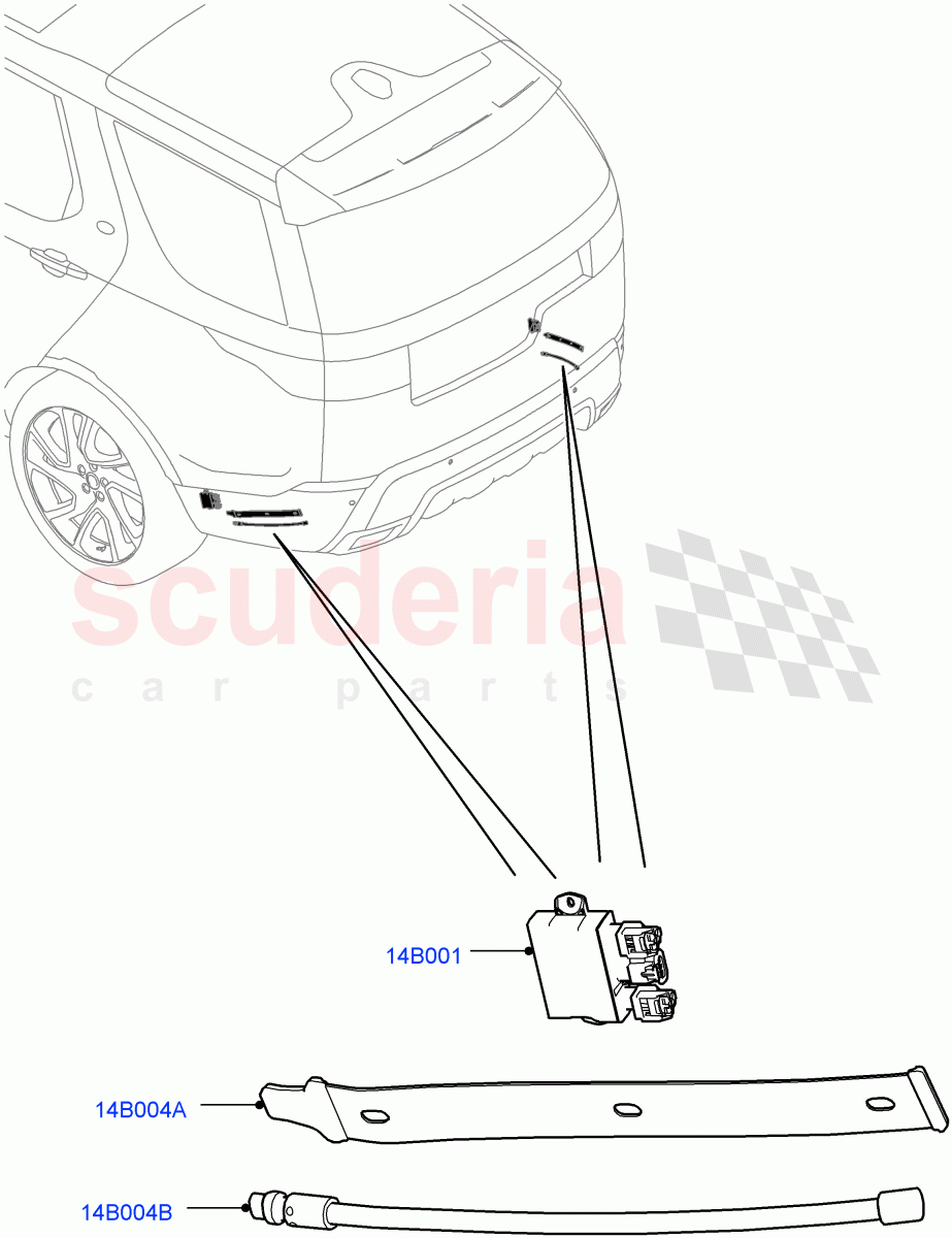 Vehicle Modules And Sensors (Gesture Tailgate System, Solihull Plant Build) (Tailgate - Hands Free) ((V) FROMHA000001) of Land Rover Land Rover Discovery 5 (2017+) [3.0 I6 Turbo Petrol AJ20P6]