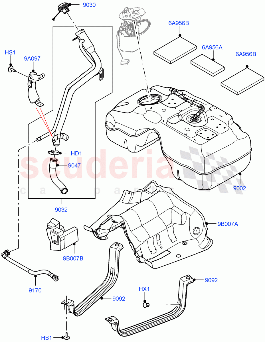 Fuel Tank & Related Parts (2.0L AJ20D4 Diesel Mid PTA, Itatiaia (Brazil)) ((V) FROMLT000001) of Land Rover Land Rover Discovery Sport (2015+) [2.0 Turbo Diesel]