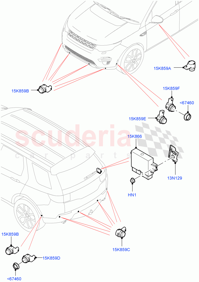 Parking Distance Control (Changsu (China)) ((V) FROMKG446857, (V) TOMG140568) of Land Rover Land Rover Discovery Sport (2015+) [1.5 I3 Turbo Petrol AJ20P3]