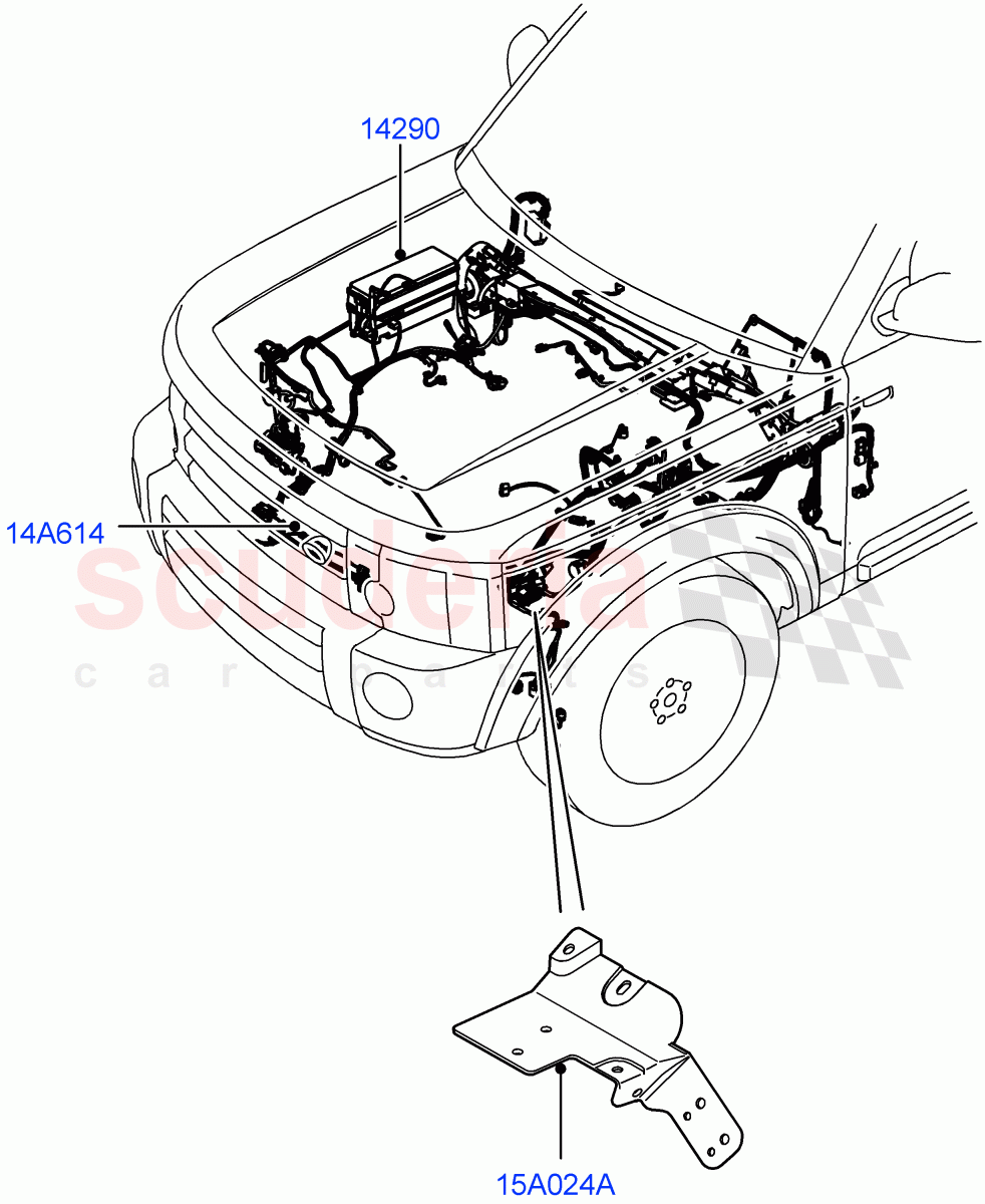 Electrical Wiring - Engine And Dash (Engine Compartment) ((V) FROMAA000001, (V) TOAA999999) of Land Rover Land Rover Discovery 4 (2010-2016) [3.0 DOHC GDI SC V6 Petrol]
