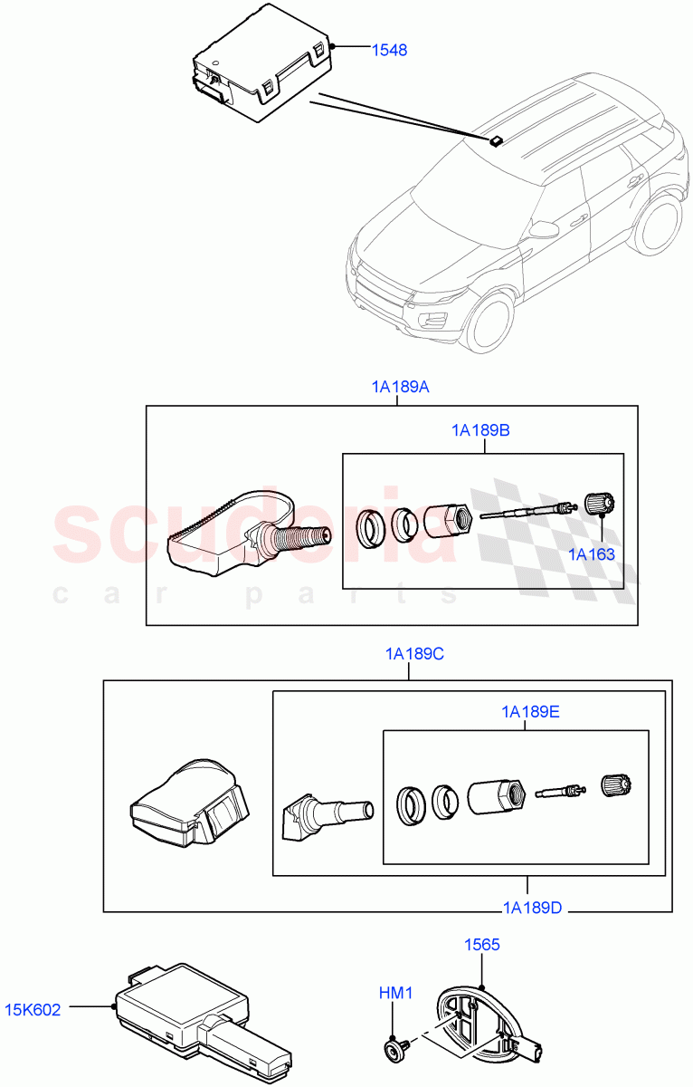 Tyre Pressure Monitor System (Halewood (UK), With Tyre Pressure Sensors) of Land Rover Land Rover Range Rover Evoque (2012-2018) [2.0 Turbo Petrol GTDI]