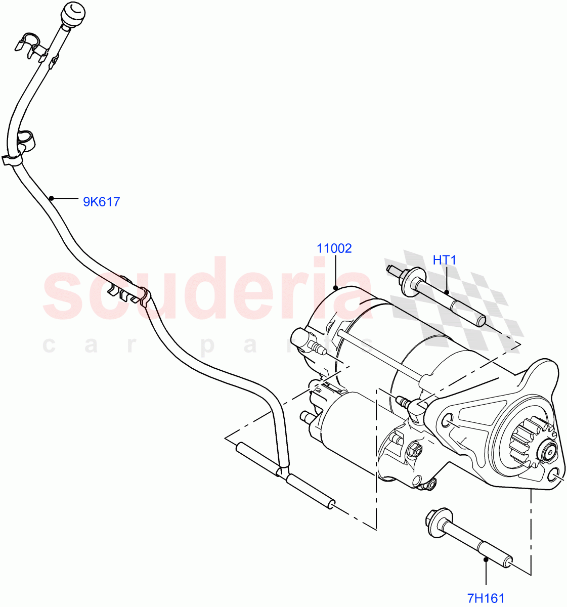 Starter Motor (2.0L I4 DSL MID DOHC AJ200, Halewood (UK), 2.0L I4 DSL HIGH DOHC AJ200) of Land Rover Land Rover Range Rover Evoque (2012-2018) [2.0 Turbo Diesel]