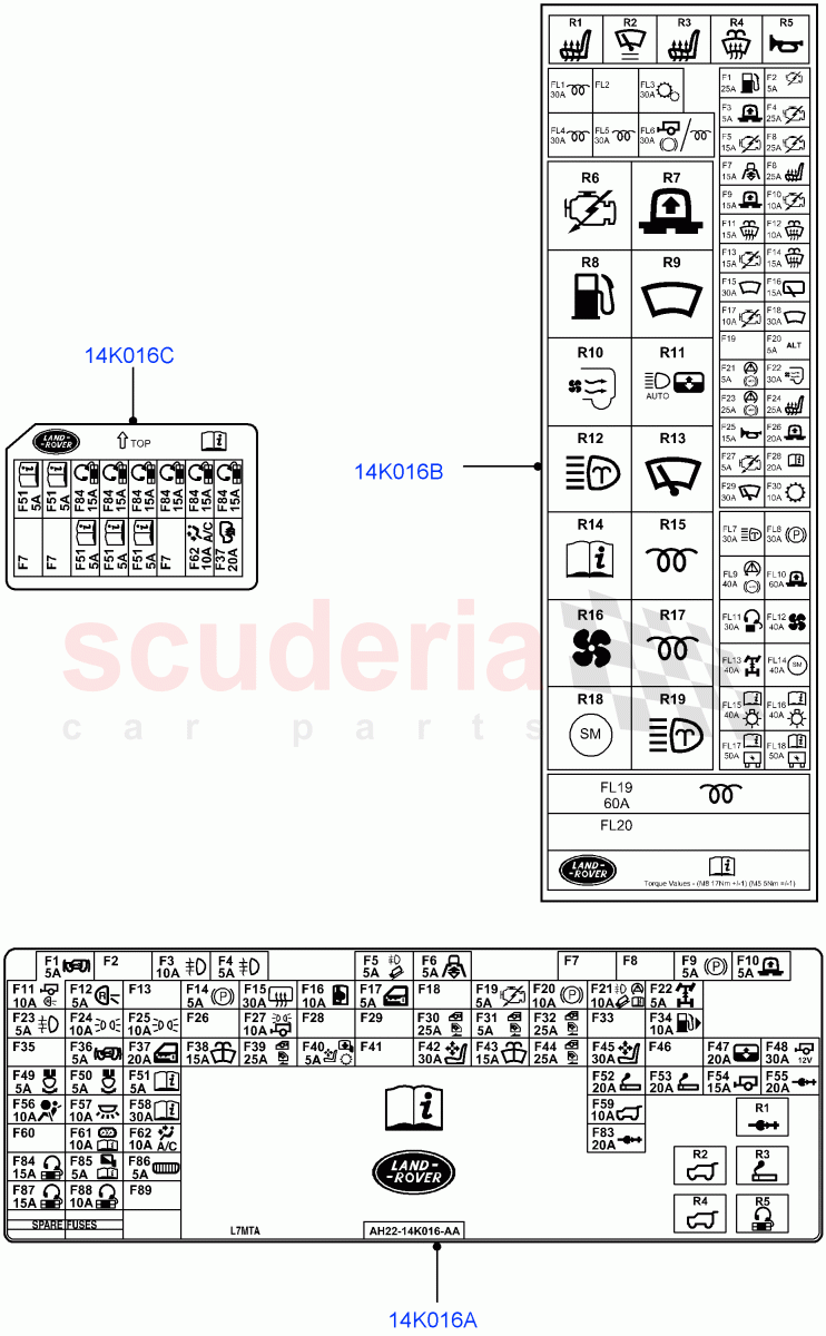 Labels(Fuse Box)((V)FROMAA000001) of Land Rover Land Rover Discovery 4 (2010-2016) [5.0 OHC SGDI NA V8 Petrol]