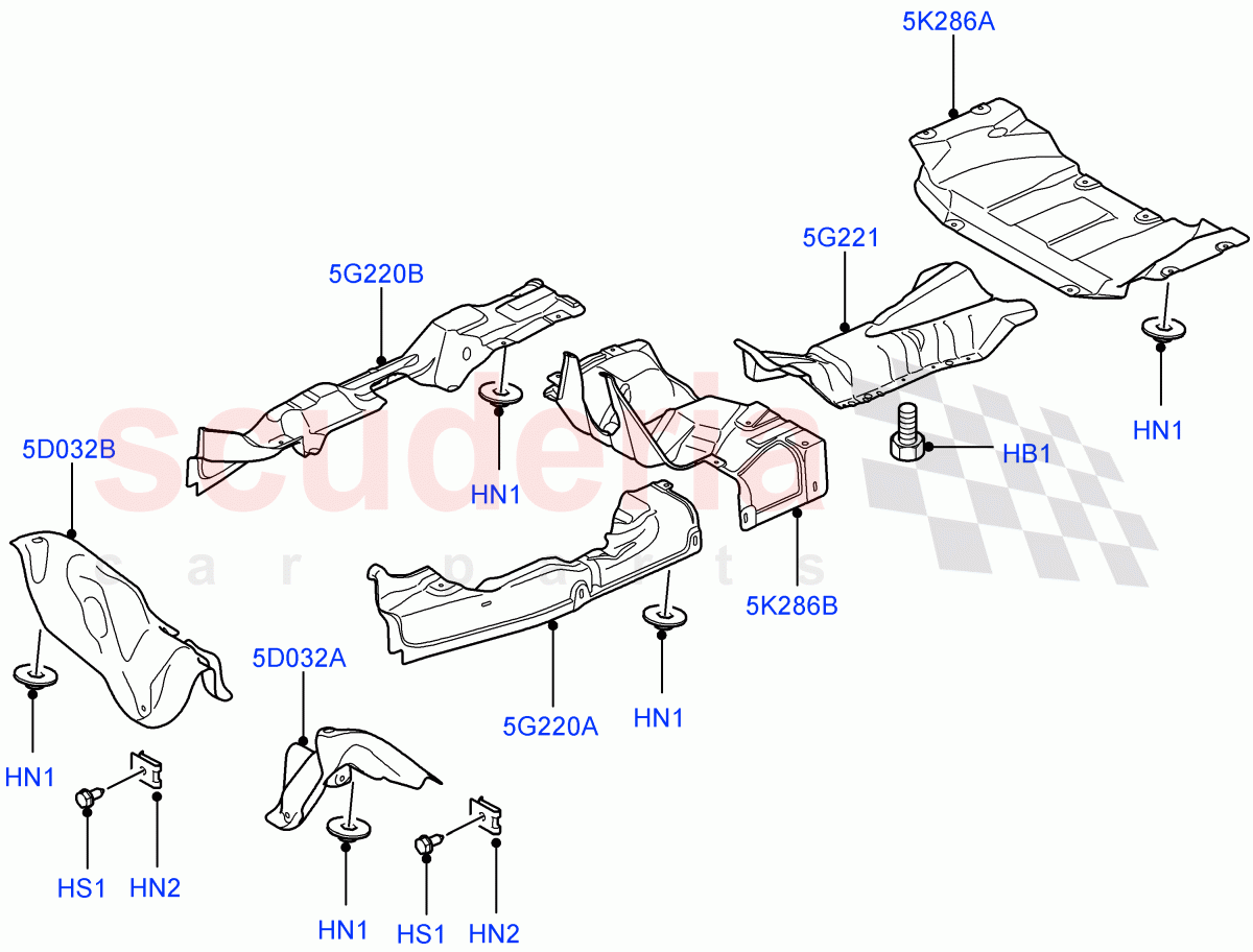 Heat Shields - Exhaust System (5.0L OHC SGDI NA V8 Petrol - AJ133) ((V) FROMAA000001) of Land Rover Land Rover Range Rover (2010-2012) [5.0 OHC SGDI NA V8 Petrol]