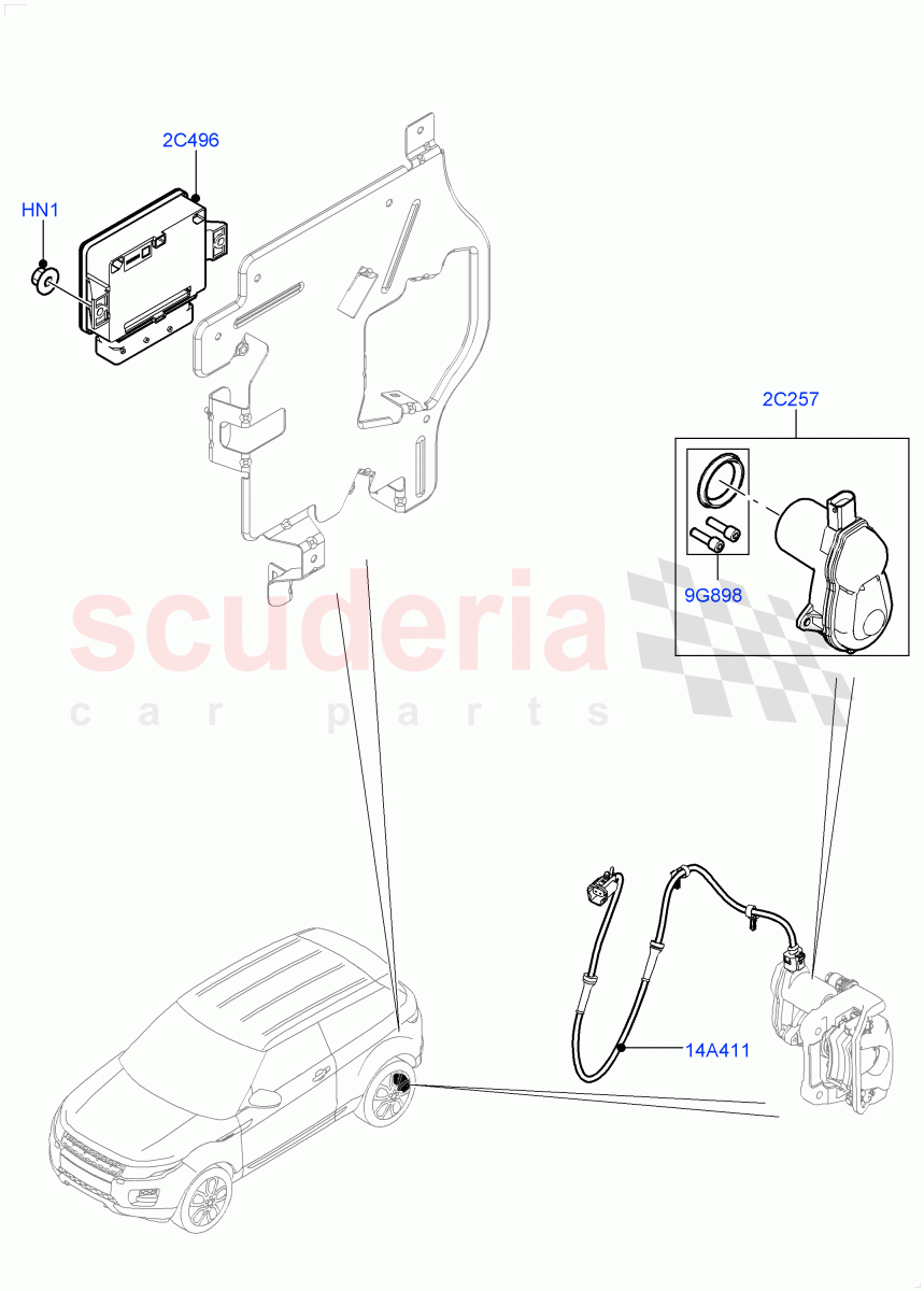 Parking Brake (Changsu (China)) ((V) FROMEG000001, (V) TOGG134737) of Land Rover Land Rover Range Rover Evoque (2012-2018) [2.0 Turbo Petrol AJ200P]
