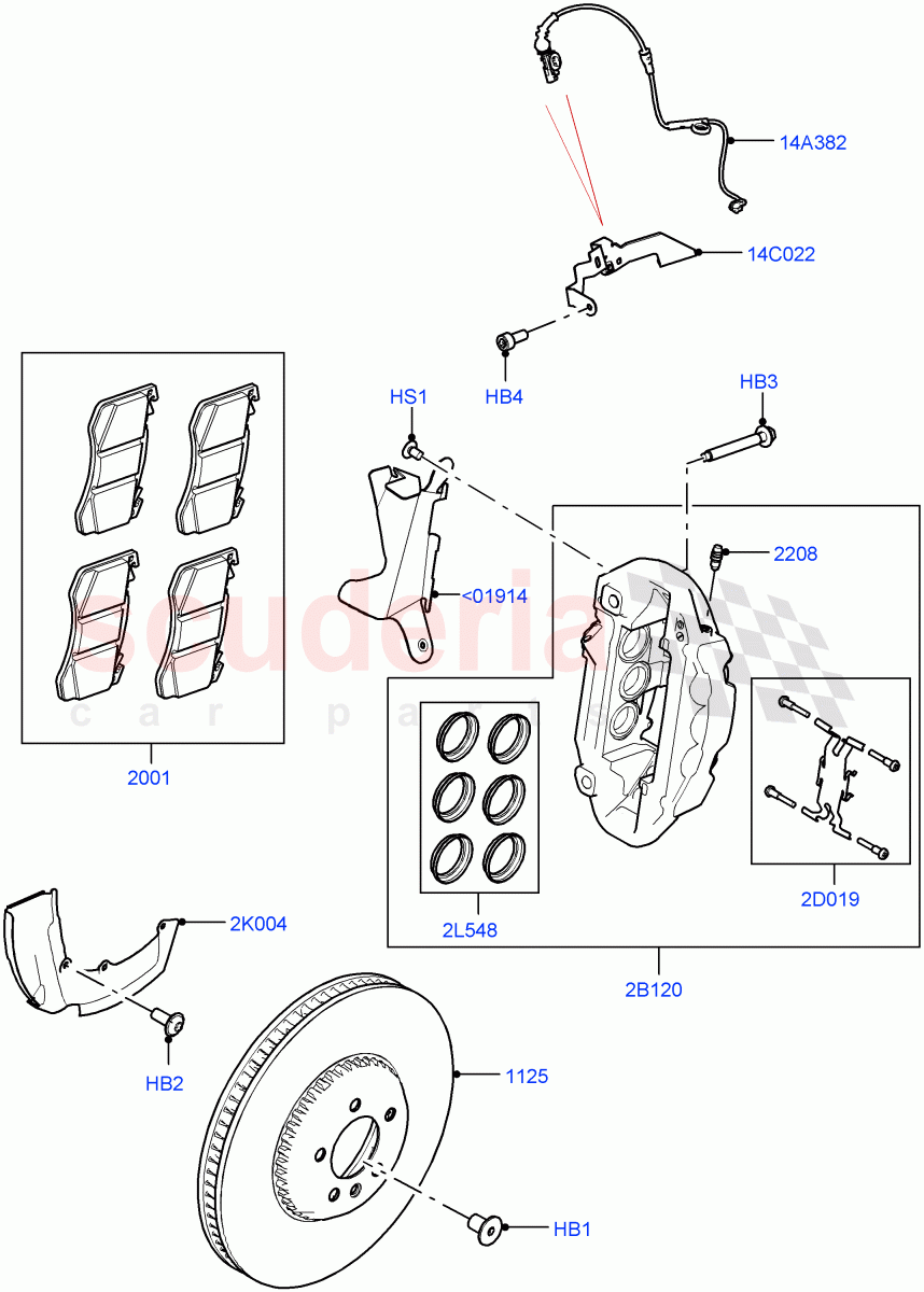 Front Brake Discs And Calipers(Disc And Caliper Size-Frt 20/RR 20) of Land Rover Land Rover Range Rover (2022+) [3.0 I6 Turbo Petrol AJ20P6]