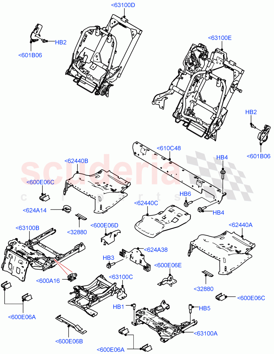 Rear Seat Base(Semi Aniline Leather Perf,40/20/40 Super Slouch Rear Seat)((V)FROMJA000001) of Land Rover Land Rover Range Rover (2012-2021) [3.0 DOHC GDI SC V6 Petrol]