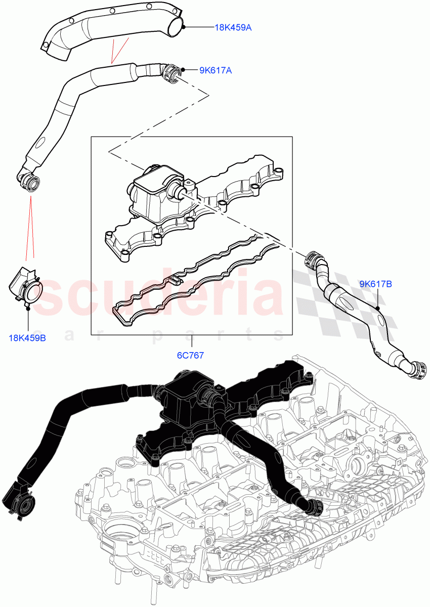 Emission Control - Crankcase(3.0L AJ20P6 Petrol High,3.0L AJ20P6 Petrol PHEV) of Land Rover Land Rover Range Rover (2022+) [3.0 I6 Turbo Petrol AJ20P6]