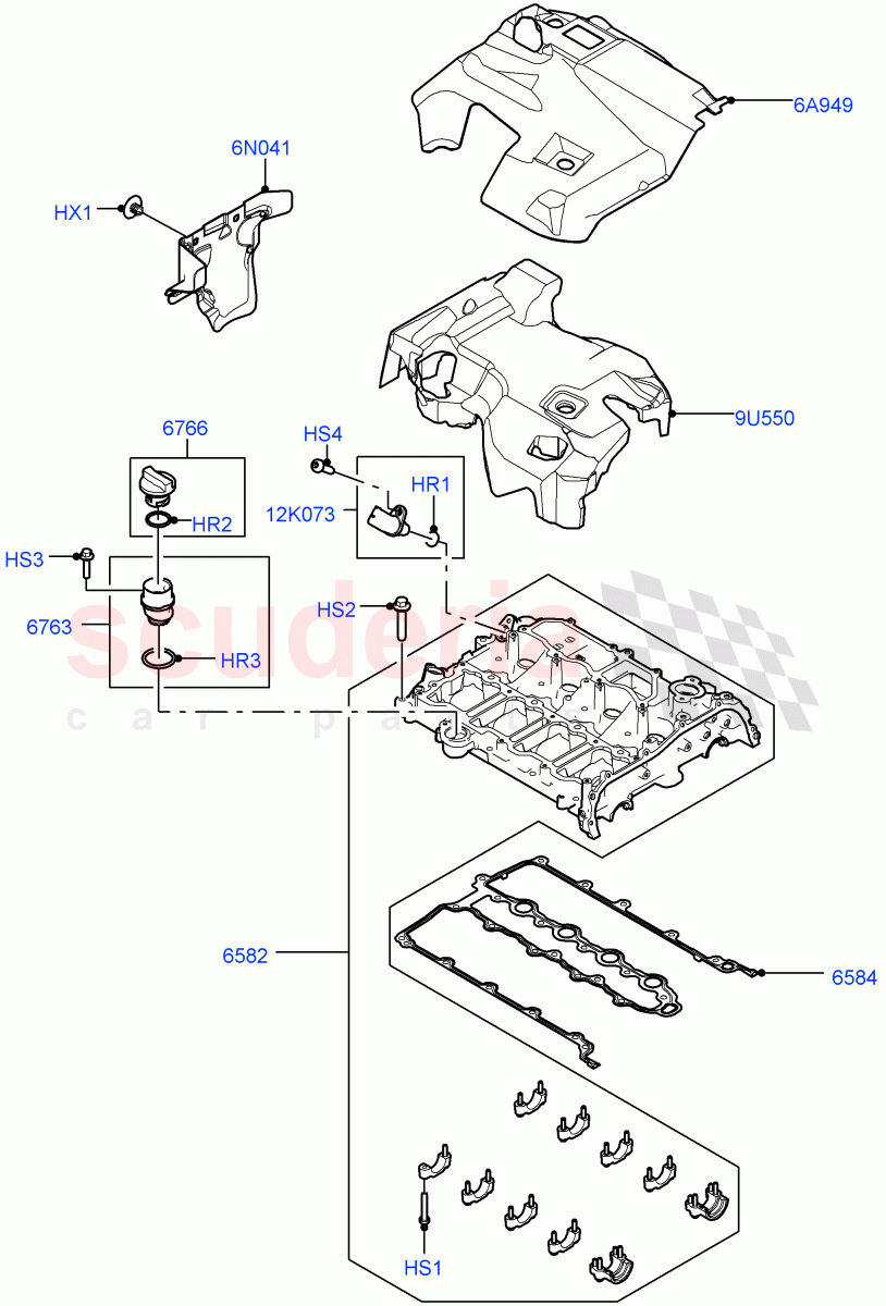 Cylinder Head Cover (2.0L I4 Mid AJ200 Petrol E100, Itatiaia (Brazil), 2.0L I4 Mid DOHC AJ200 Petrol) ((V) FROMJT000001) of Land Rover Land Rover Range Rover Evoque (2012-2018) [2.0 Turbo Petrol AJ200P]